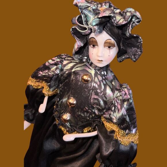 5 Harlequin Porcelain Clown Jester Doll Hands Feet Hand Painted Art W/ Stands 18 - Picture 6 of 16